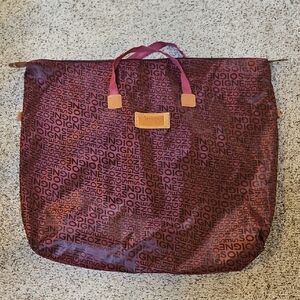 Large Designer Monogram Burgundy Tote Bag